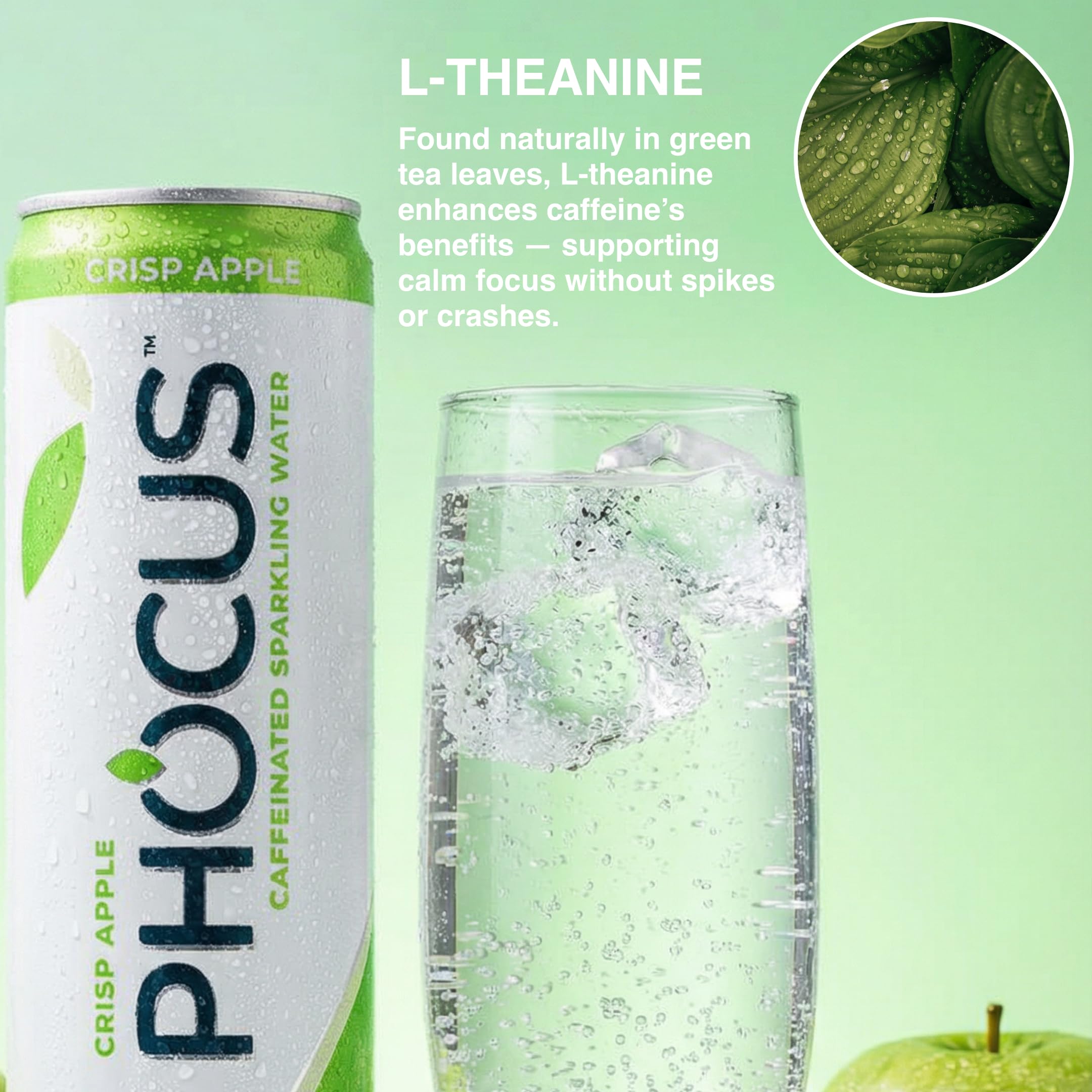 Amazon.com : PHOCUS Caffeinated Sparkling Water, Crisp Apple, 75mg